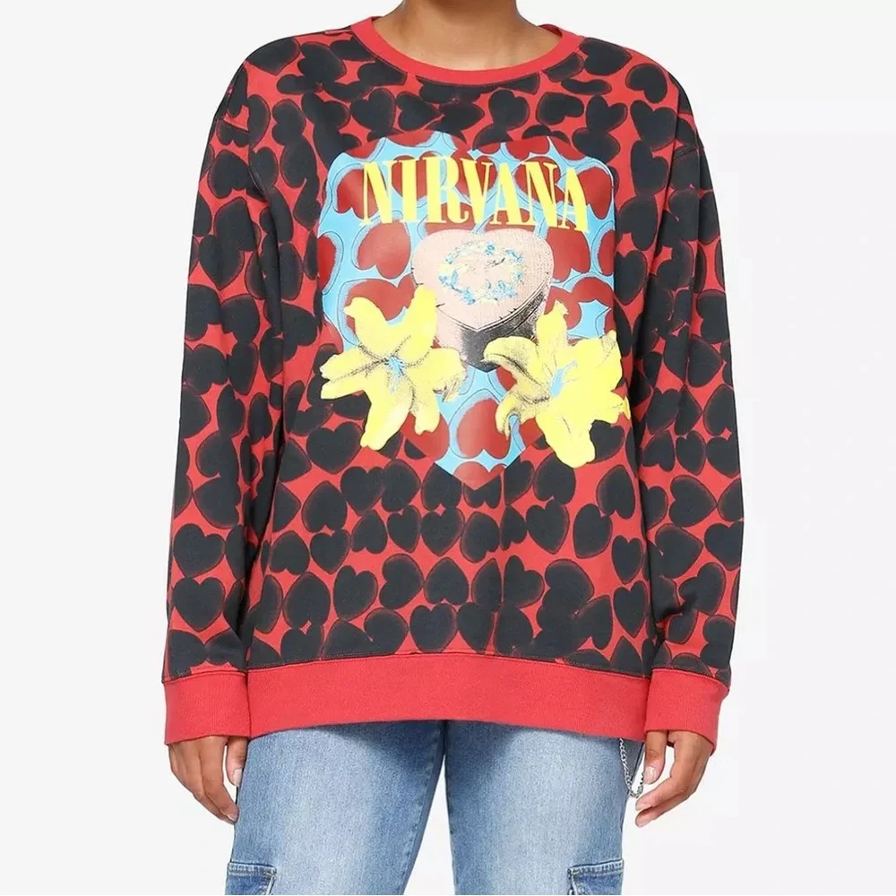 Nirvana Heart-Shaped Box Allover‎ Print Sweatshirt Hot Topic